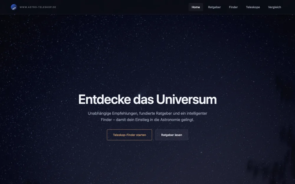 Onlineshop Astro-Teleskop, erstellt mit Foliovo