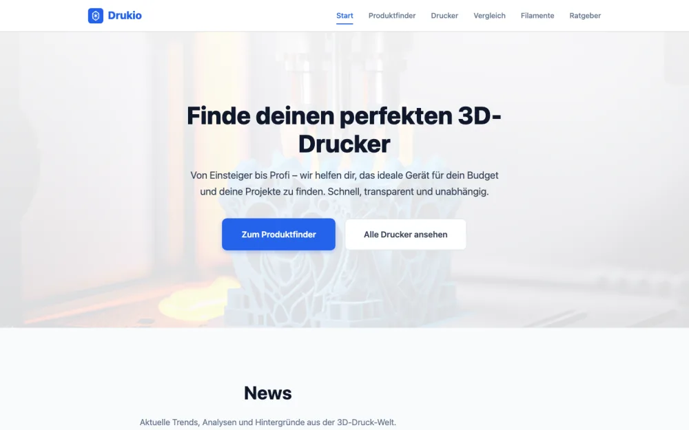 Website Drukio, erstellt mit Foliovo
